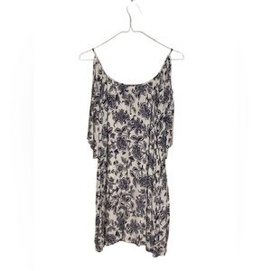 🍁 Cato Cold Shoulder Navey Blue Floral Shift Dress - Size L